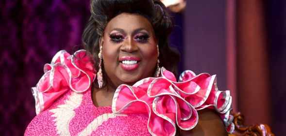 Latrice Royale in a frilly pink gown