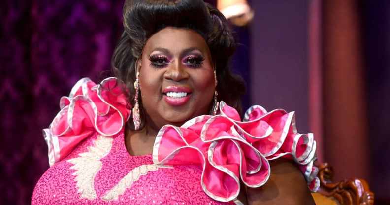 Latrice Royale in a frilly pink gown