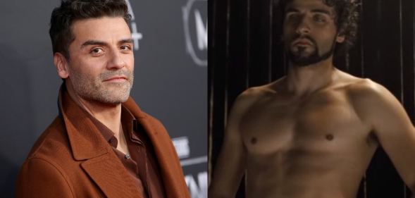 Oscar isaac on the red carpet and in the 2010 film Robin Hood