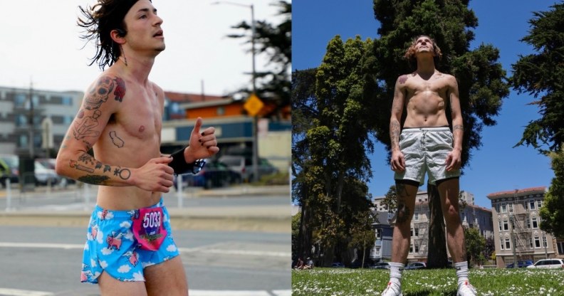 Cal Calamia won in the non-binary category at the Bay to Breakers race in San Francisco.