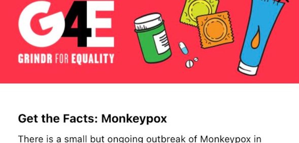 Grindr's monkeypox alert