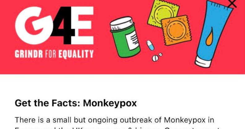 Grindr's monkeypox alert
