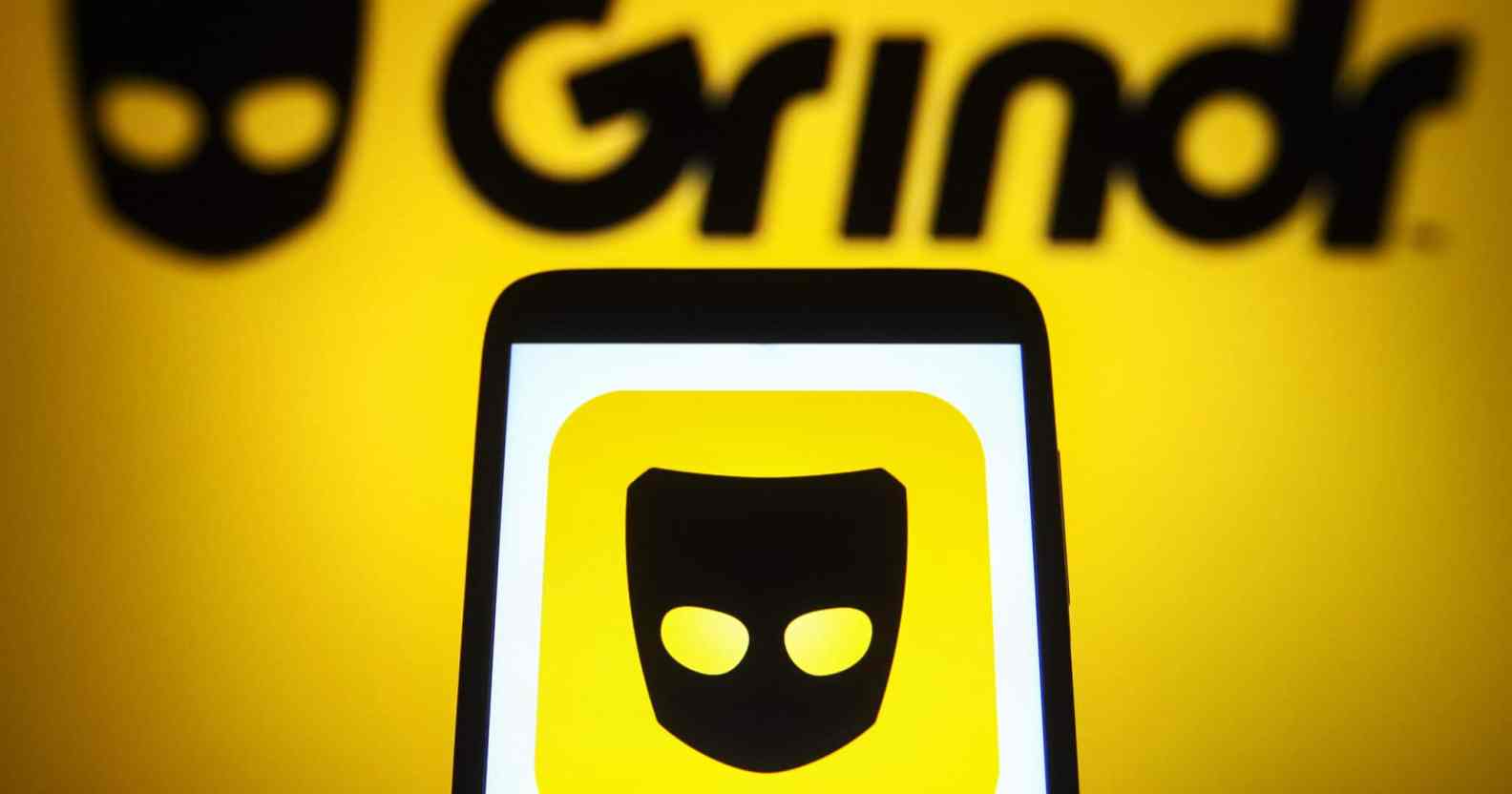 Grindr depicted on a phone