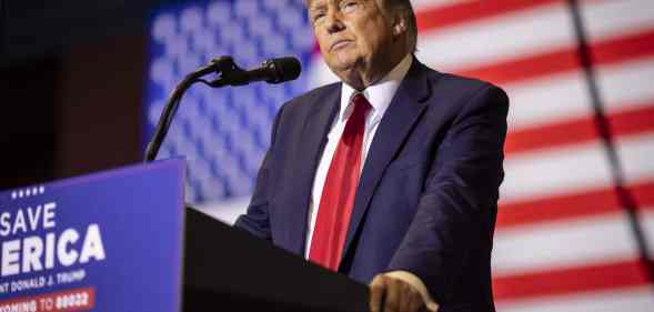 Donald Trump speaks at a rally in Wyoming