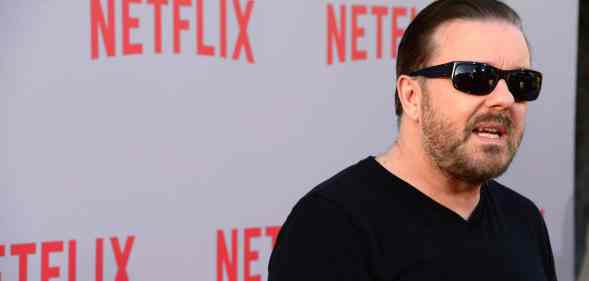 Ricky Gervais arrives for the screening of Netflix's Derek