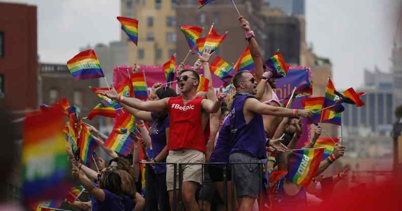 Revellers take part in a New York Pride parade