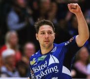 Jacob Bjørn Hessellund gestures on the court