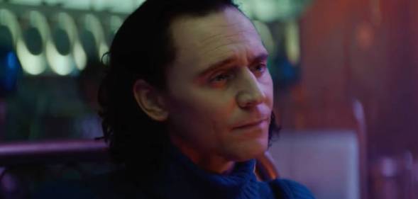 Tom Hiddleston appears as the Marvel character Loki from his solo TV series on Disney Plus
