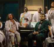 The cast of A Strange Loop perform on stage