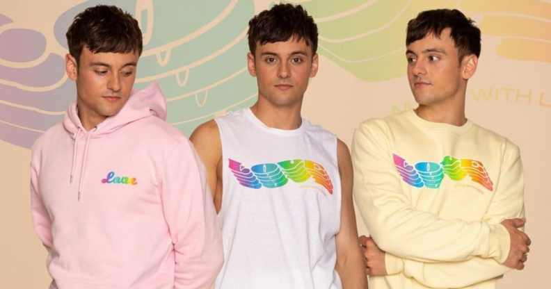 Promotional photo of Tom Daley wearing his Pride collection
