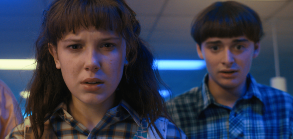 Eleven and Will in Stranger Things.
