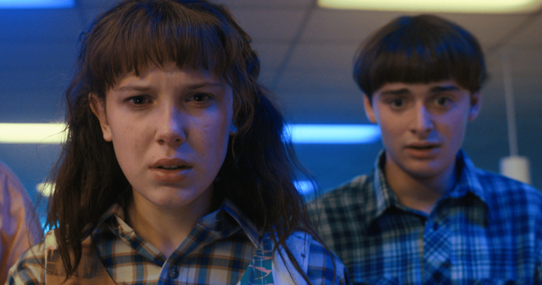 Eleven and Will in Stranger Things.