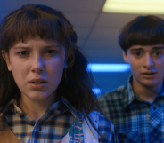 Eleven and Will in Stranger Things.