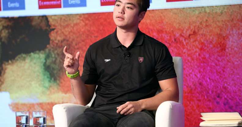 NCAA Division I swimmer Schuyler Bailar speaks on stage at the 2nd Annual Pride & Prejudice Summit at 10 on The Park on March 23, 2017 in New York City.