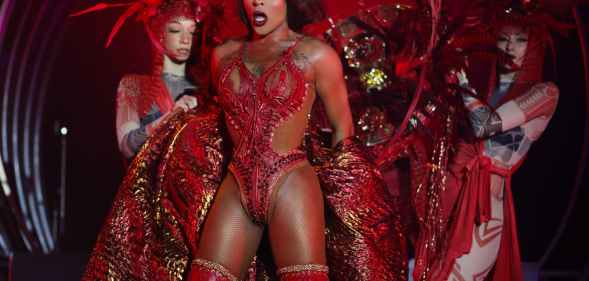 Miss Vanjie with dancers on the Werq the World stage