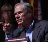 Texas governor Greg Abbott pointing an angry finger