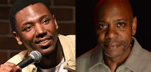 Headshots of Jerrod Carmichael and Dave Chappelle