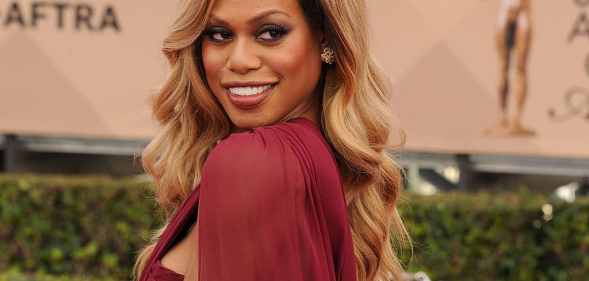 Laverne Cox in a red gown