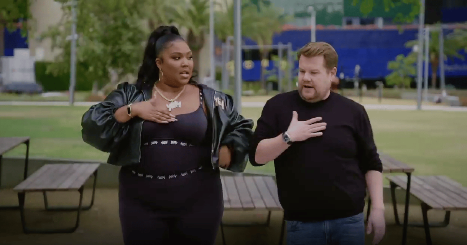 Lizzo repped her inclusive shapewear brand Yitty during her Carpool Karaoke appearance.