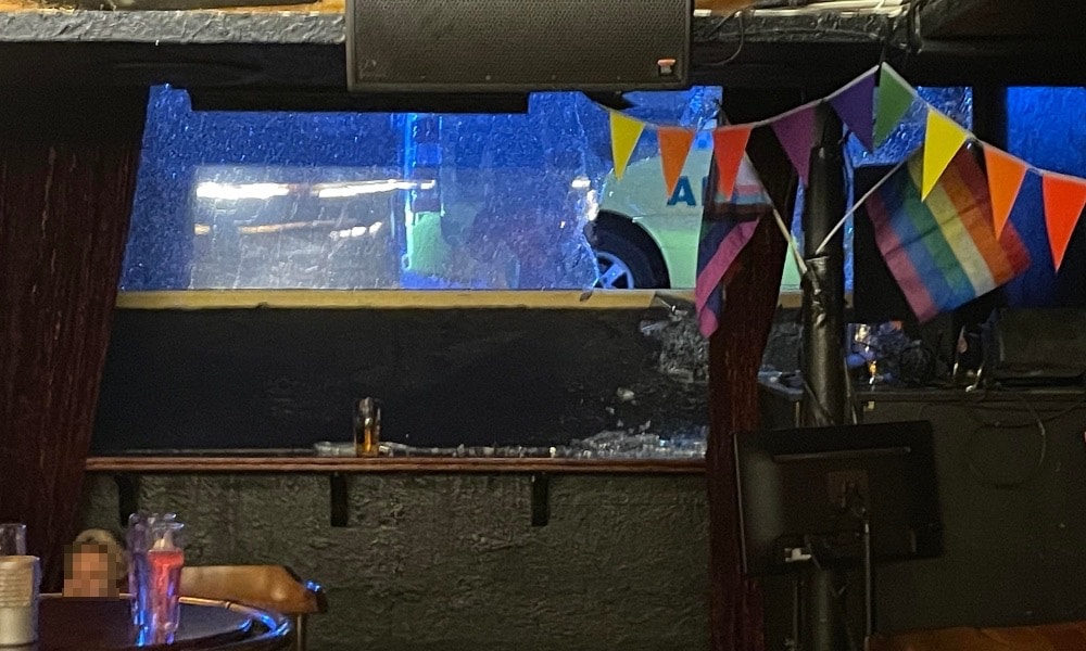 The view from the basement bar after the shooting