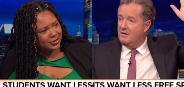 Larissa Kennedy (L) and Piers Morgan