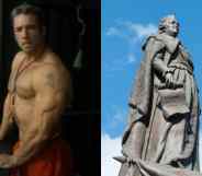 Billy Herrington and the statue of Catherine the Great in Odessa, Ukraine