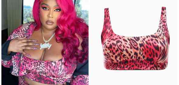 Lizzo poses in a pink leopard print set from her shapewear brand, Yitty. (Instagram)