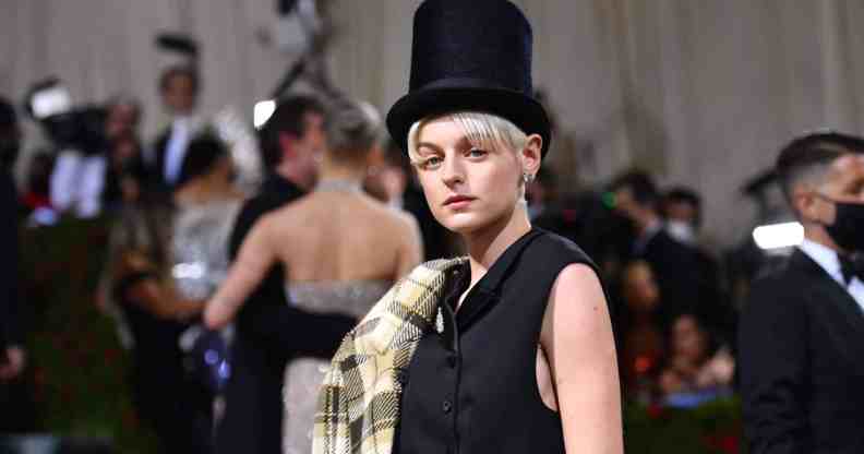 Emma Corrin arrives for the 2022 Met Gala