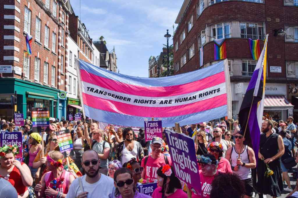 Thousands of trans rights protesters march through Soho