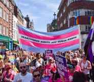 Thousands of trans rights protesters march through Soho