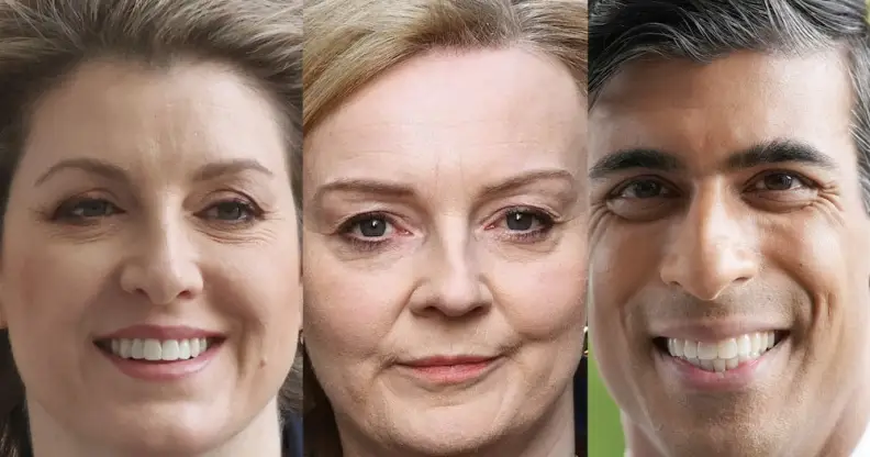 Tory leadership candidates Penny Mordaunt, Liz Truss and Rishi Sunak