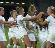 Fran Kirby (Chelsea FC) of England celebrates after scoring her sides first goal during the UEFA Women's Euro 2022 Semi Final match between England and Sweden at Bramall Lane on July 26, 2022 in Sheffield, United Kingdom.