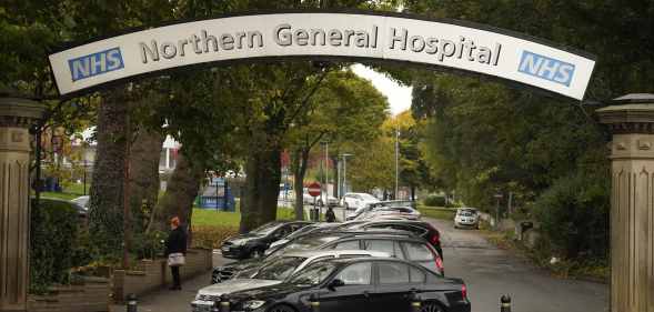 SHEFFIELD, ENGLAND - OCTOBER 22: A general view of the entrance of the Northern General Hospital on October 22, 2020 in Sheffield, England.