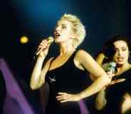 Sara Dallin and Keren Woodward performing at Diamond Awards Festival in Belgium in 1992.