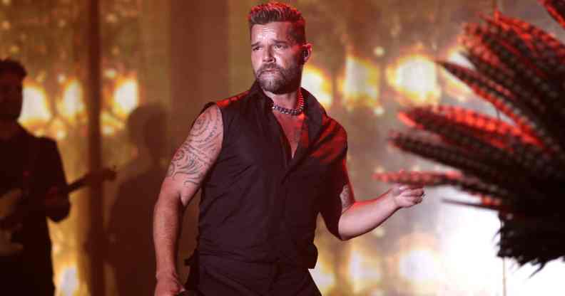 Ricky Martin performs live on stafe during the amfAR Cannes Gala 2022 at Hotel du Cap-Eden-Roc on May 26, 2022 in Cap d'Antibes, France.