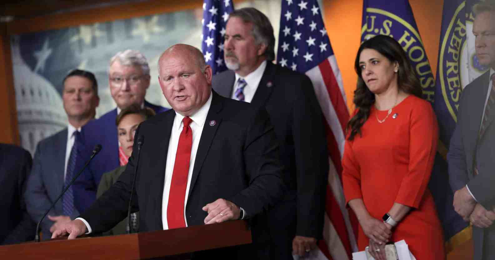U.S. Rep. Glenn Thompson (R-PA) joined by fellow House Republicans speaks at a press conference to discuss a Republican agriculture plan, at the U.S. Capitol on June 15, 2022