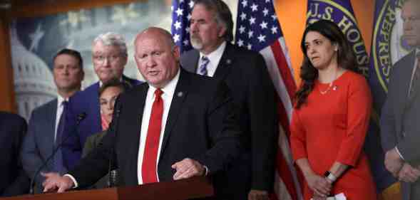 U.S. Rep. Glenn Thompson (R-PA) joined by fellow House Republicans speaks at a press conference to discuss a Republican agriculture plan, at the U.S. Capitol on June 15, 2022