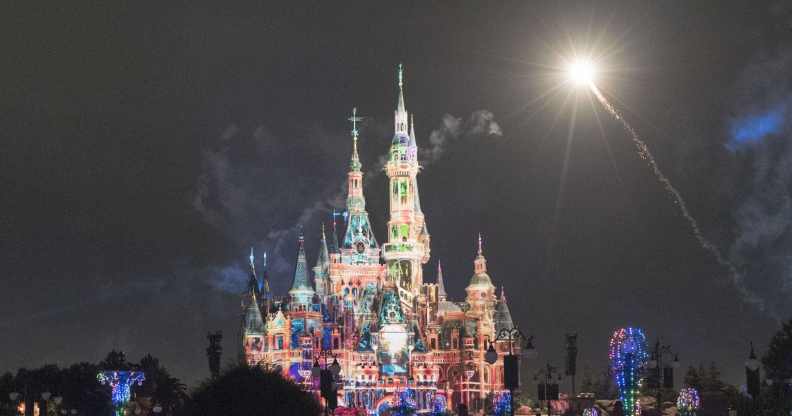 Fireworks explode over the Enchanted Storybook Castle at the Shanghai Disney Resort on the reopening day on June 30, 2022 in Shanghai, China.