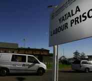 A prison van drives past Yatala Labour Prison