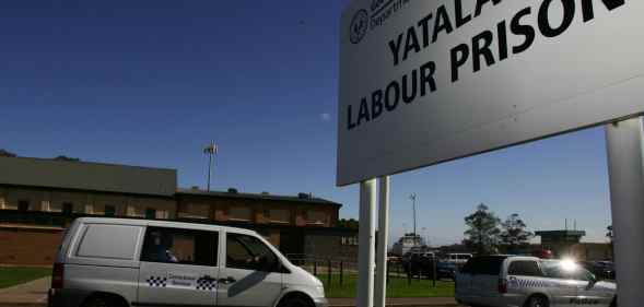 A prison van drives past Yatala Labour Prison