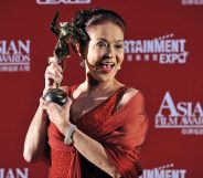 Filipina actress Gina Pareno with the Best Supporting Actress award at the Asian Film Awards 2009