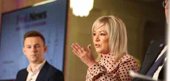 Michelle O'Neill speaking at the PinkNews Belfast Summer Reception 2022.