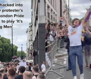 Pride-goers claim to have 'hacked' anti-LGBTQ+ protesters' sound-system with It's Raining Men