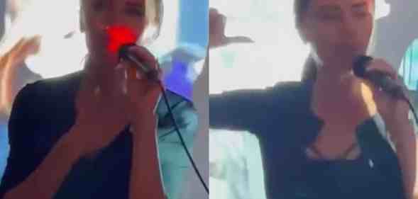 Victoria Beckham as Posh Spice singing karaoke song Stop