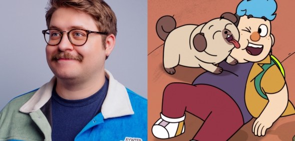 On the left: A headshot of Hamish Steele. On the right: A scene from Dead End: Paranormal Park