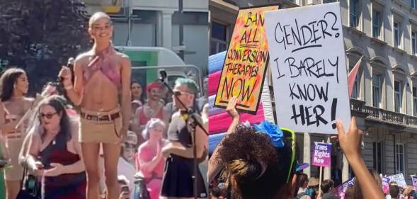 Yasmin Finney spoke at London Trans+ Pride and a placard reading: 'Gender? I don't know her'