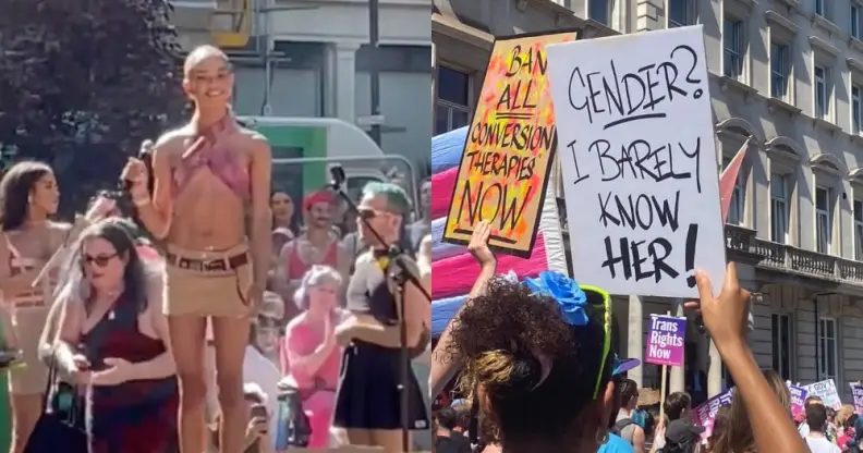 Yasmin Finney spoke at London Trans+ Pride and a placard reading: 'Gender? I don't know her'