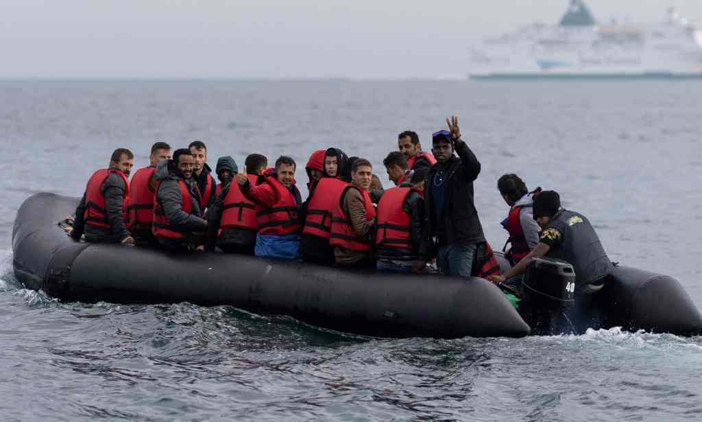 A boat of asylum seekers try to gain entry to the Uk via the English Channel