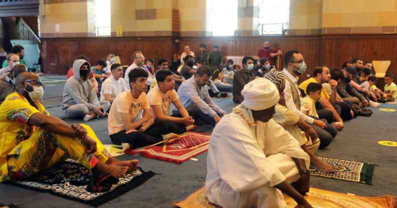 Muslims gather to perform Eid Al-Adha prayer at Belfast Islamic centre in Belfast, Ireland on July 20.