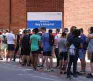 People line up to receive monkeypox vaccinations at Guys Hospital